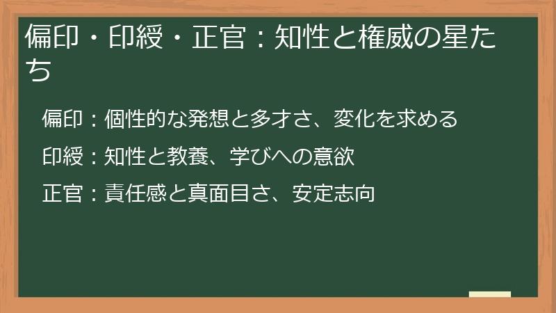 偏印・印綬・正官：知性と権威の星たち