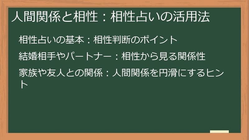 人間関係と相性：相性占いの活用法