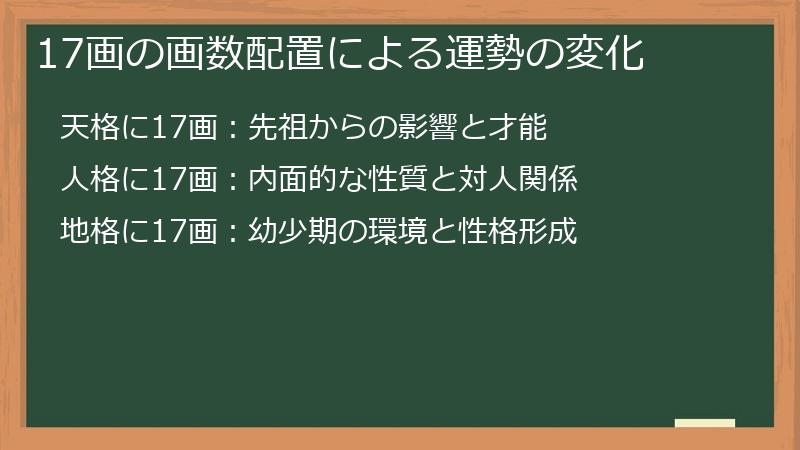17画の画数配置による運勢の変化