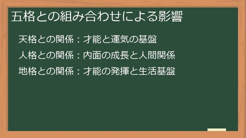 五格との組み合わせによる影響