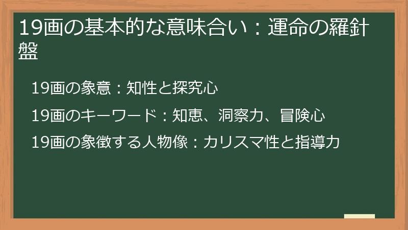 19画の基本的な意味合い：運命の羅針盤
