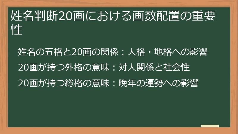 姓名判断20画における画数配置の重要性