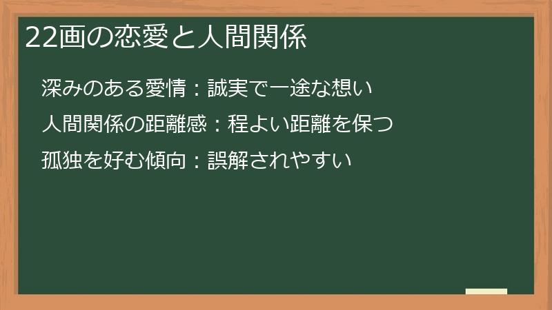 22画の恋愛と人間関係