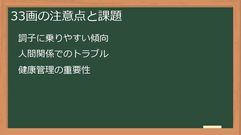 33画の注意点と課題