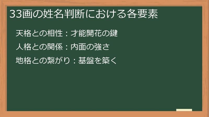 33画の姓名判断における各要素