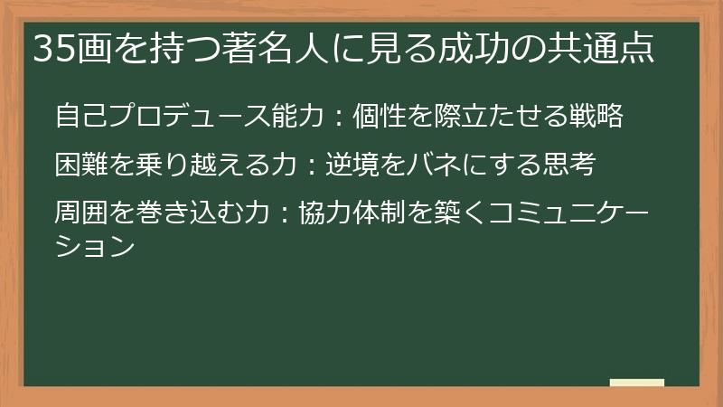 35画を持つ著名人に見る成功の共通点