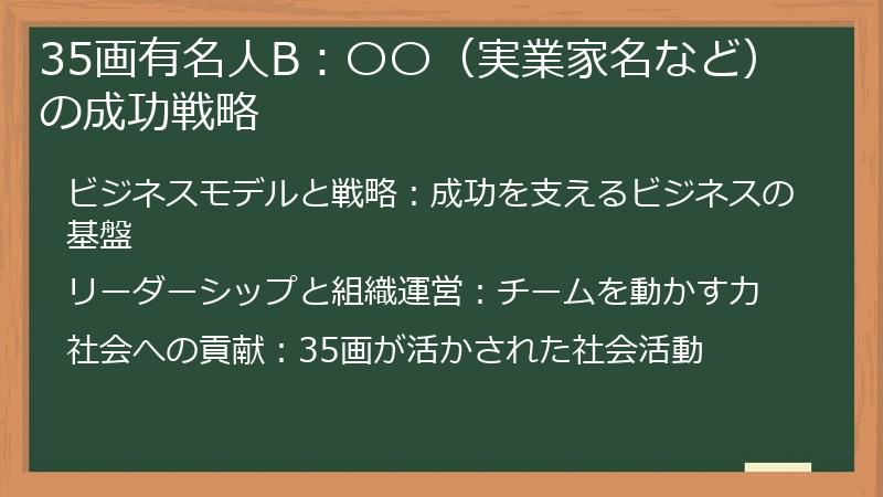 35画有名人B：〇〇（実業家名など）の成功戦略