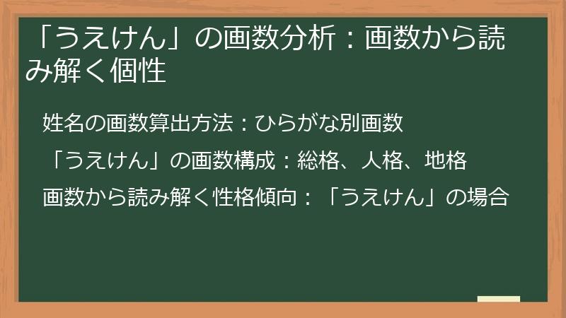 「うえけん」の画数分析：画数から読み解く個性