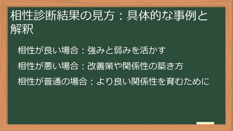 相性診断結果の見方：具体的な事例と解釈