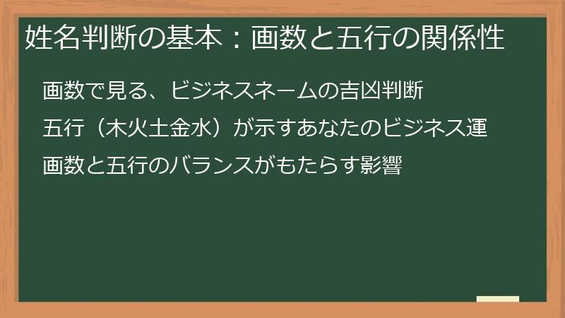 姓名判断の基本：画数と五行の関係性