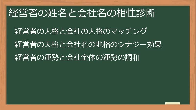 経営者の姓名と会社名の相性診断
