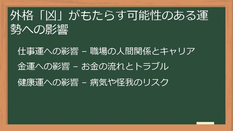 外格「凶」がもたらす可能性のある運勢への影響