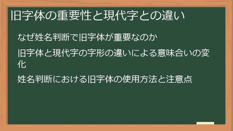 旧字体の重要性と現代字との違い