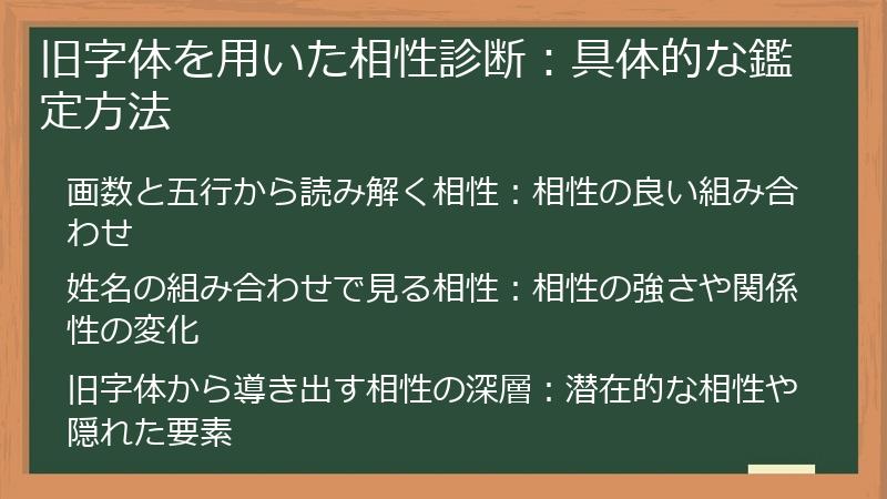 旧字体を用いた相性診断：具体的な鑑定方法