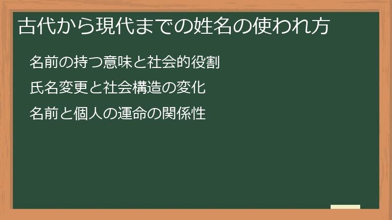古代から現代までの姓名の使われ方