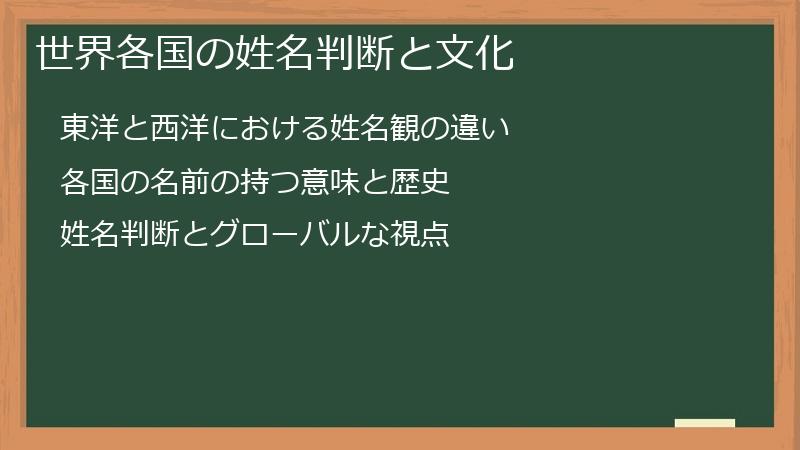 世界各国の姓名判断と文化