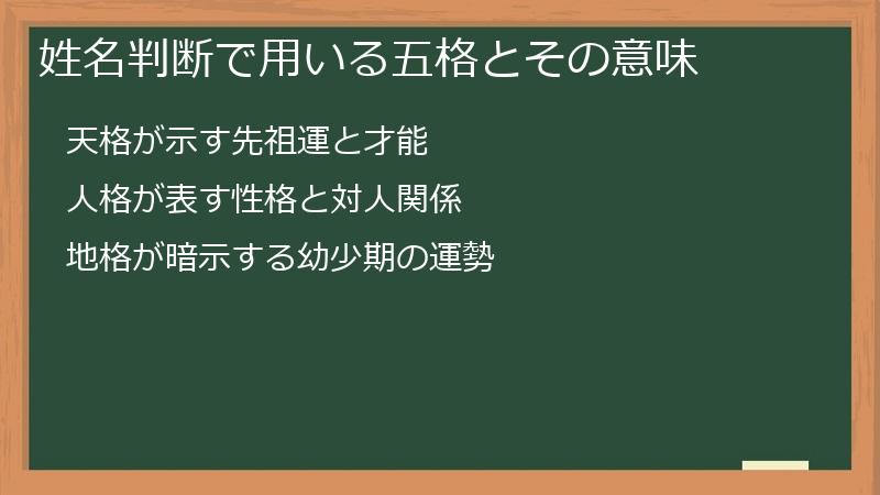 姓名判断で用いる五格とその意味