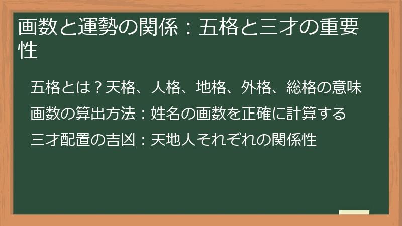 画数と運勢の関係：五格と三才の重要性