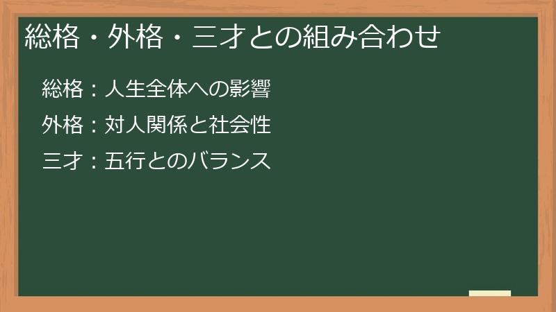 総格・外格・三才との組み合わせ