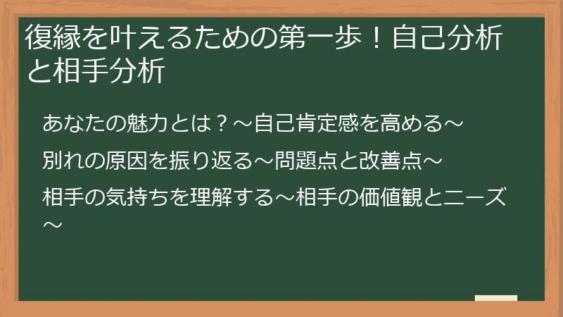 復縁を叶えるための第一歩！自己分析と相手分析
