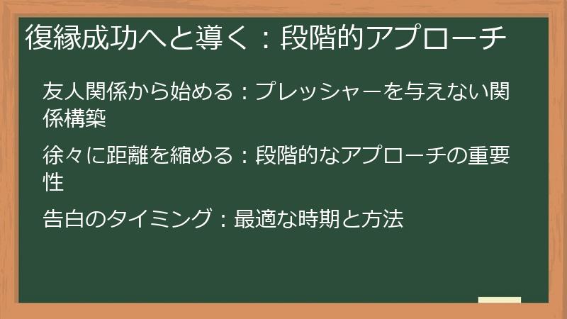 復縁成功へと導く：段階的アプローチ