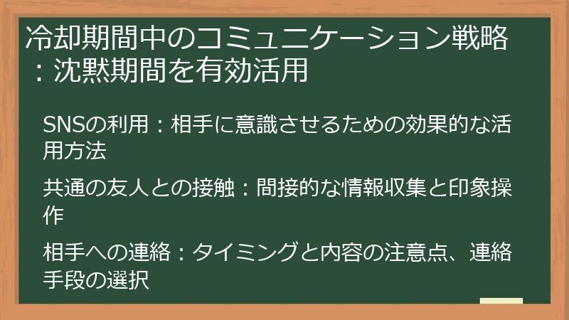 冷却期間中のコミュニケーション戦略：沈黙期間を有効活用
