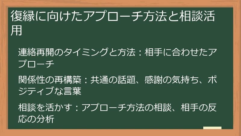 復縁に向けたアプローチ方法と相談活用