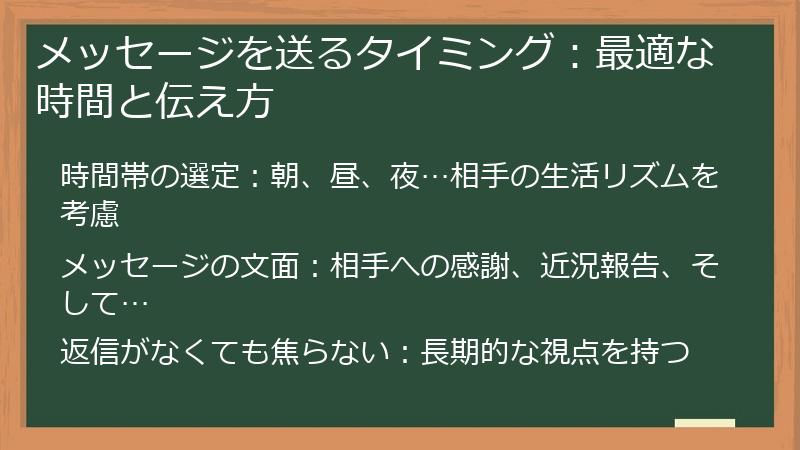 メッセージを送るタイミング：最適な時間と伝え方