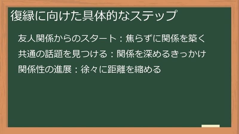 復縁に向けた具体的なステップ