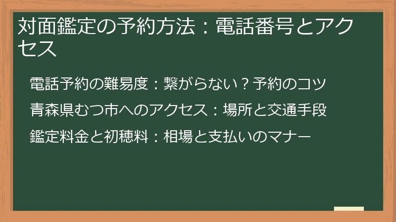 対面鑑定の予約方法：電話番号とアクセス