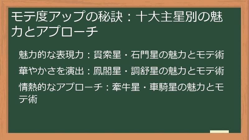モテ度アップの秘訣：十大主星別の魅力とアプローチ