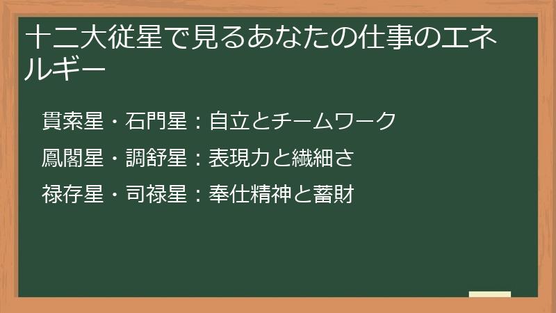 十二大従星で見るあなたの仕事のエネルギー