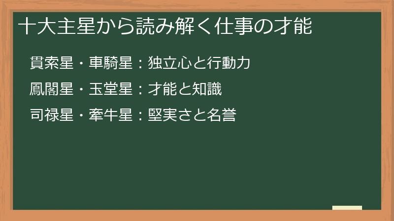 十大主星から読み解く仕事の才能