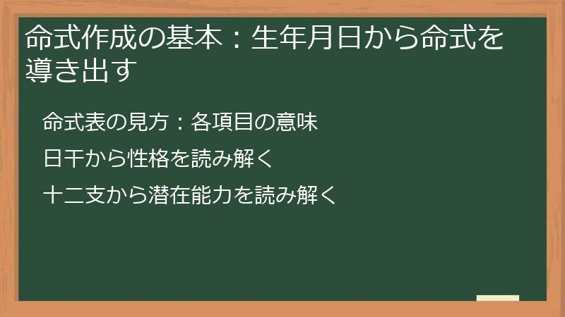 命式作成の基本：生年月日から命式を導き出す