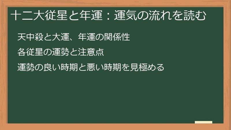 十二大従星と年運：運気の流れを読む