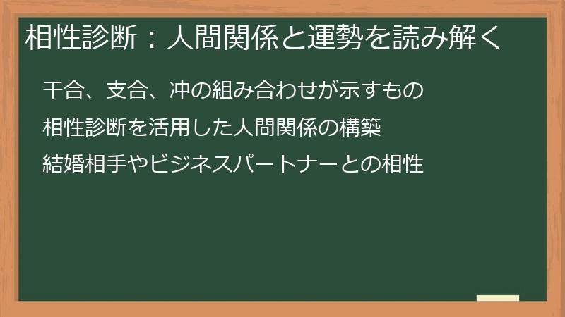 相性診断：人間関係と運勢を読み解く