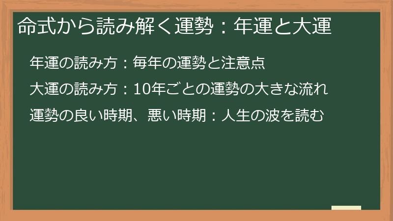 命式から読み解く運勢:年運と大運