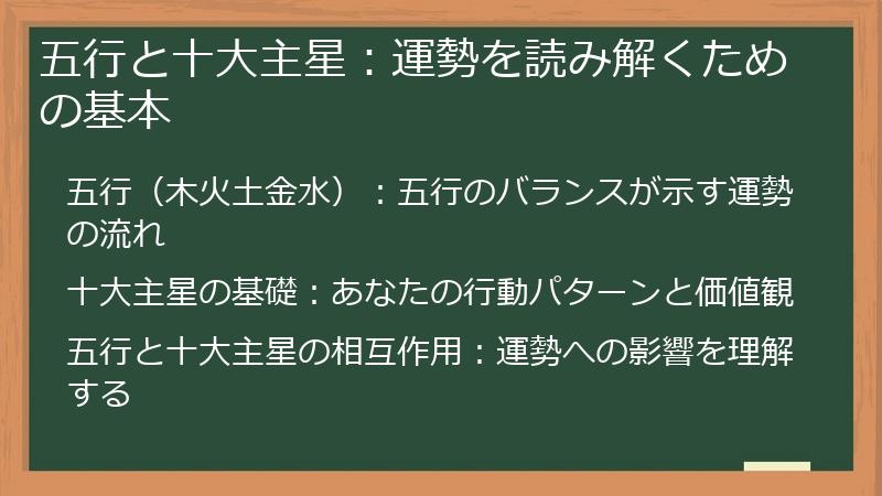 五行と十大主星：運勢を読み解くための基本