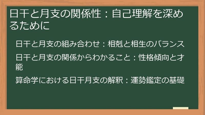 日干と月支の関係性：自己理解を深めるために