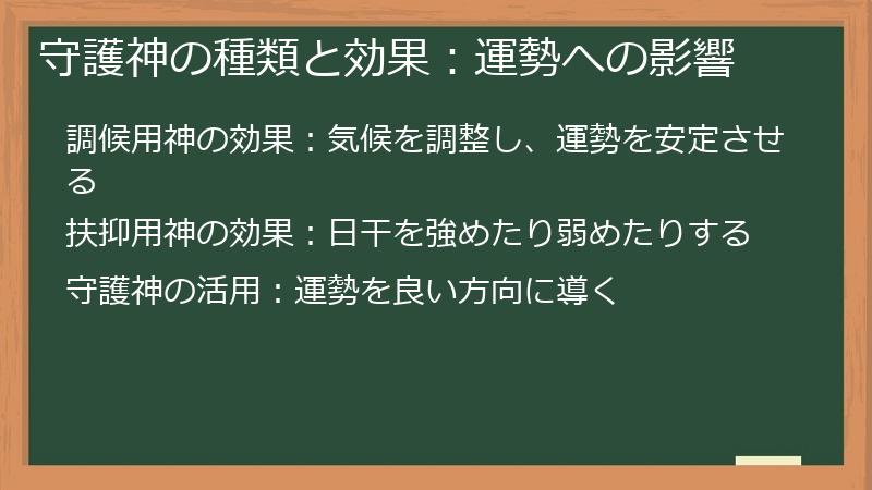 守護神の種類と効果：運勢への影響