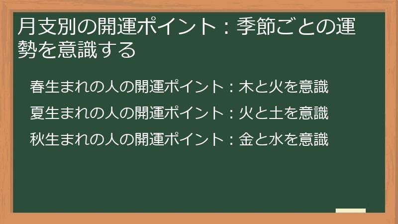 月支別の開運ポイント:季節ごとの運勢を意識する