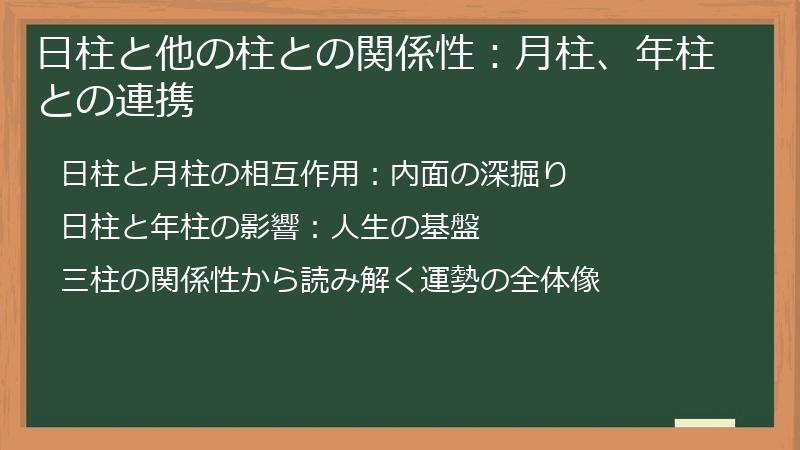 日柱と他の柱との関係性：月柱、年柱との連携