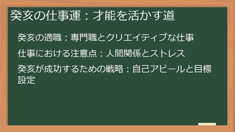 癸亥の仕事運：才能を活かす道