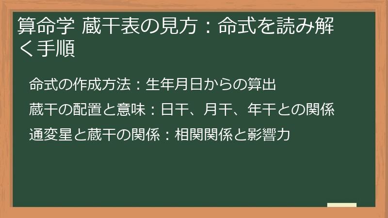 算命学 蔵干表の見方：命式を読み解く手順