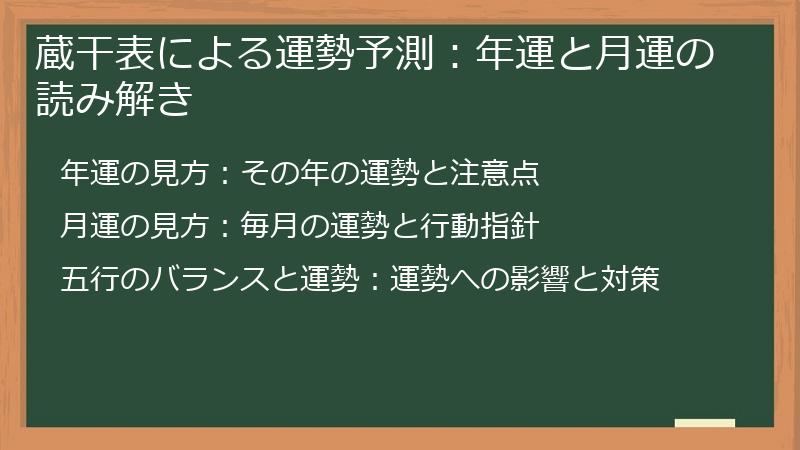 蔵干表による運勢予測：年運と月運の読み解き