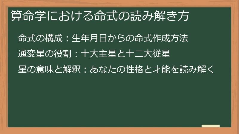 算命学における命式の読み解き方