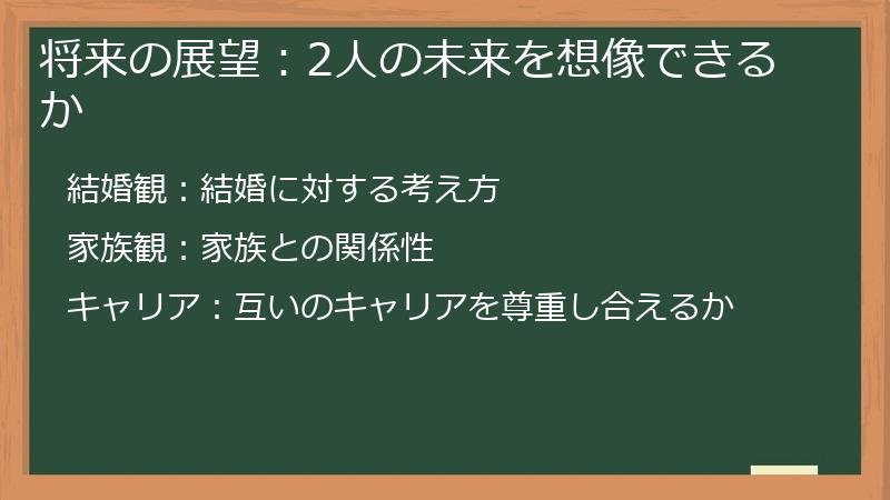 将来の展望：2人の未来を想像できるか