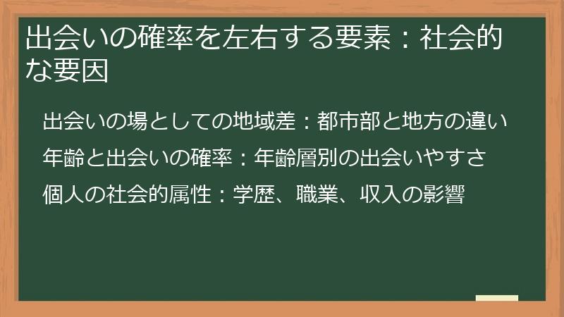 出会いの確率を左右する要素：社会的な要因