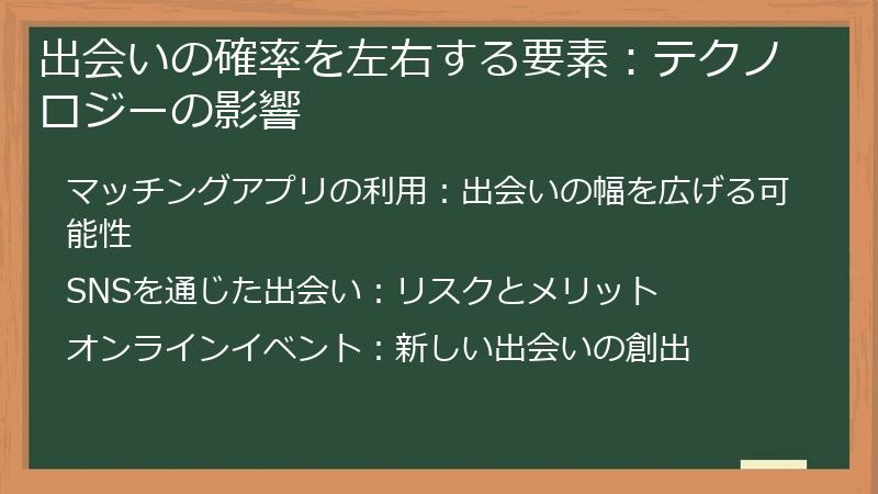 出会いの確率を左右する要素：テクノロジーの影響