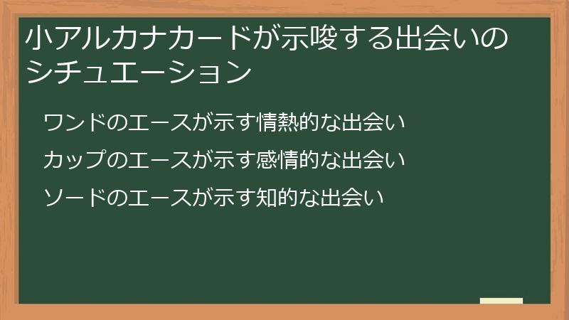 小アルカナカードが示唆する出会いのシチュエーション